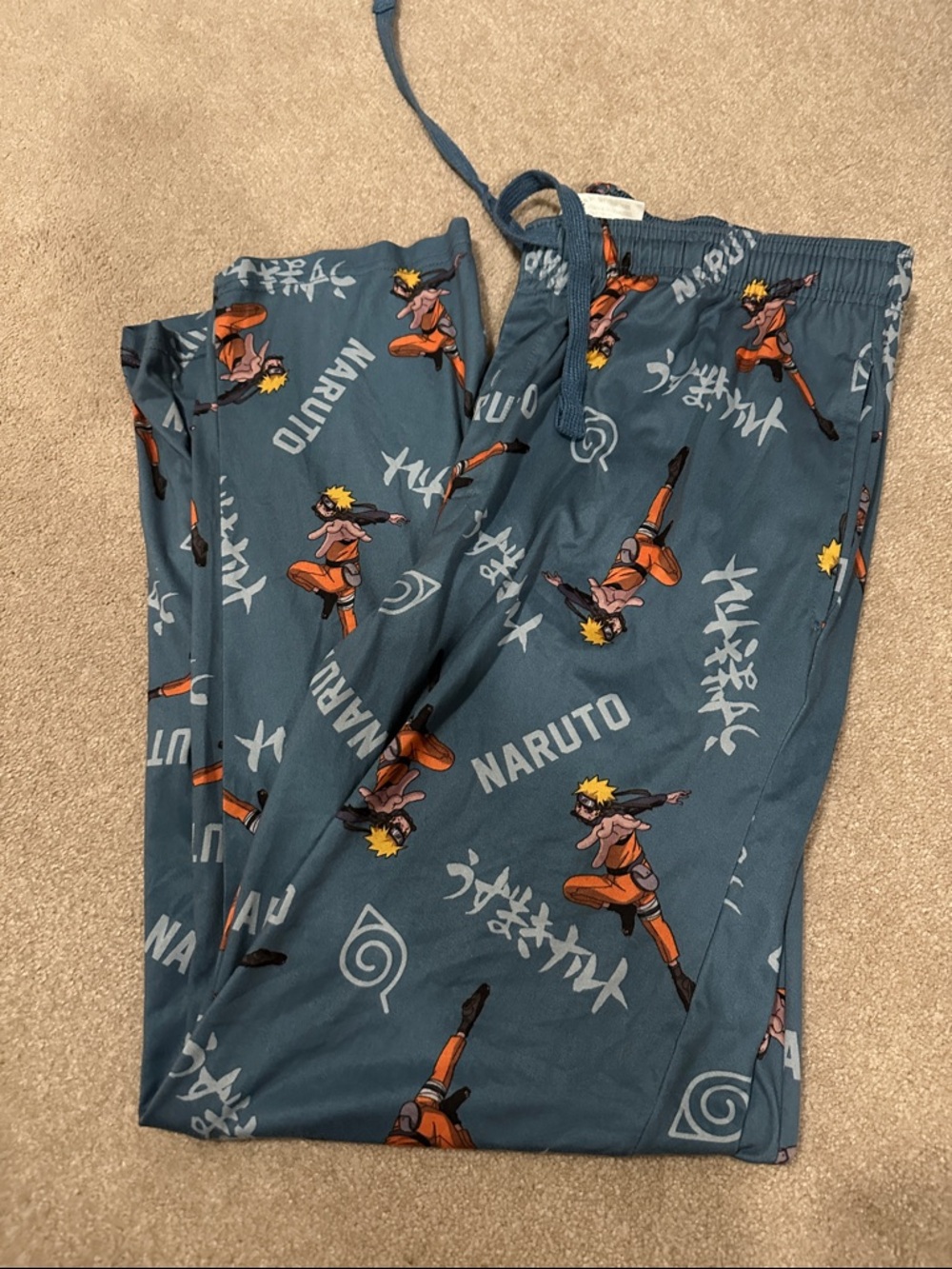 Naruto Men Sleepwear medium Blue‎ Pajama Jogger Graphic Print Anime Characters